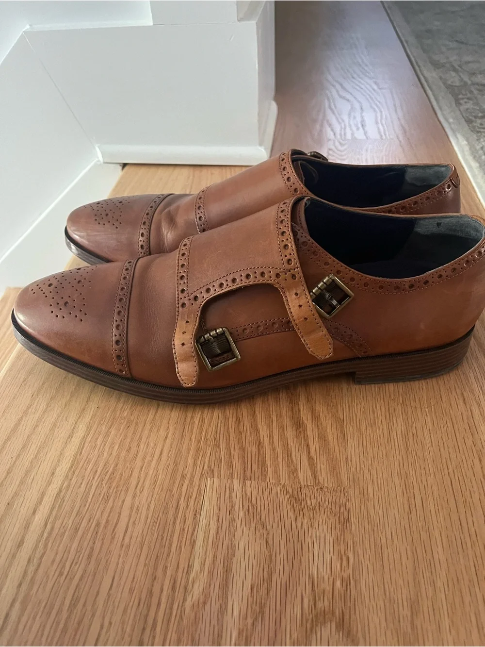 Cole Haan Men’s Tan Double Monk Strap Brogue Oxfords